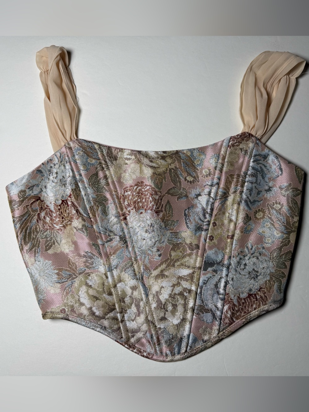 Altar'd State Floral Jacquard Corset Top Blush Pink Bustier Size Small